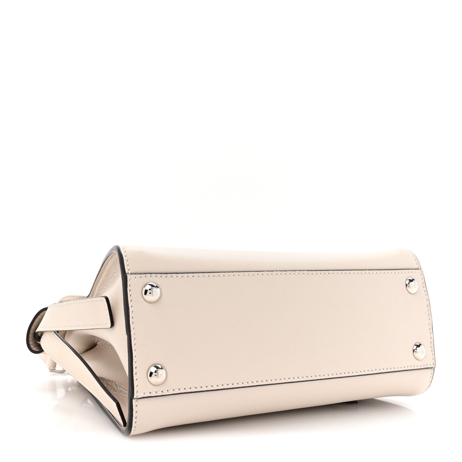 Fendi Vitello Seta Shiny Nappa Laces Mini Peekaboo I SEE U Satchel Latte 4 of 11