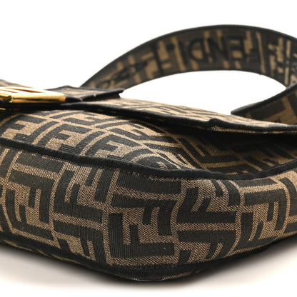 Fendi Fabric Jacquard FF 1974 Large Baguette Tobacco Moro Black 9 of 9