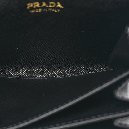 Prada Saffiano Foldover Card Holder Wallet Black 7 of 12
