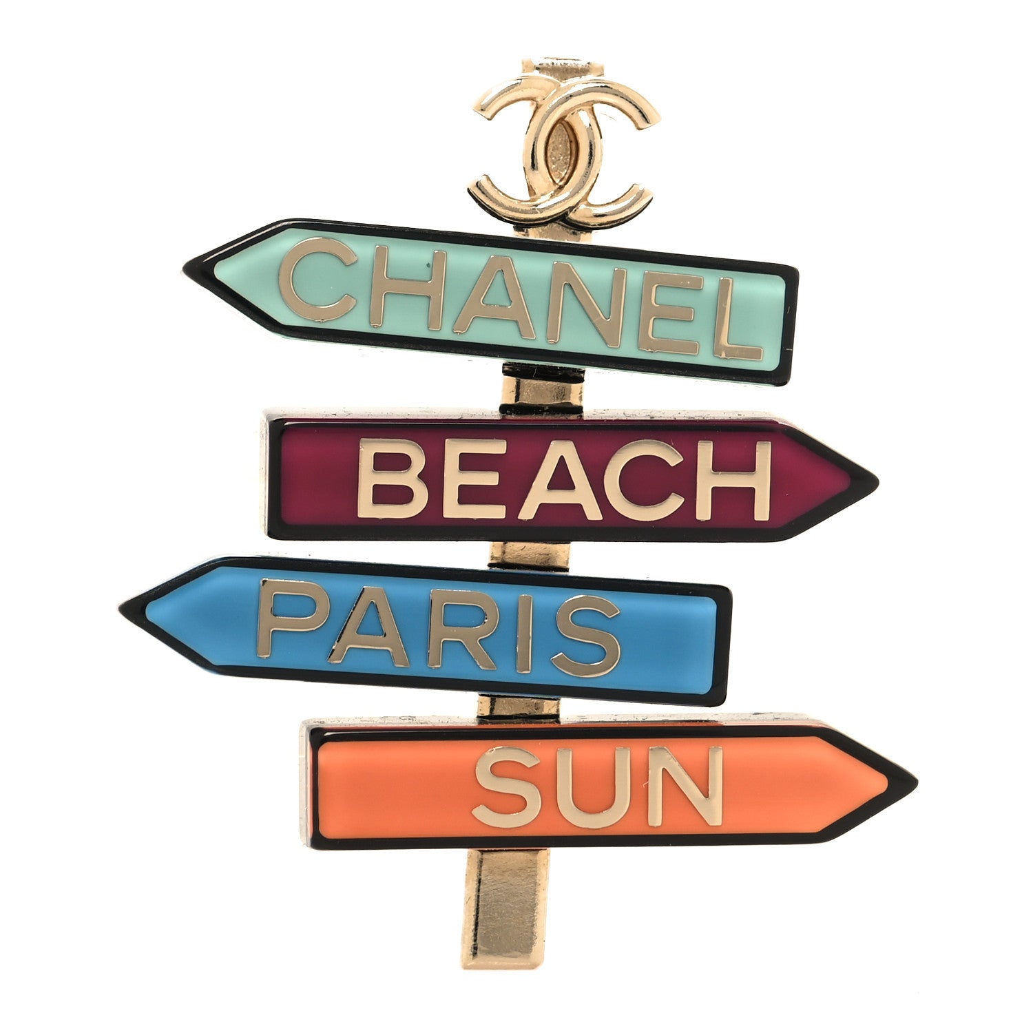 Chanel Resin Chanel By The Sea Sign Brooch Multicolor 1 of 3