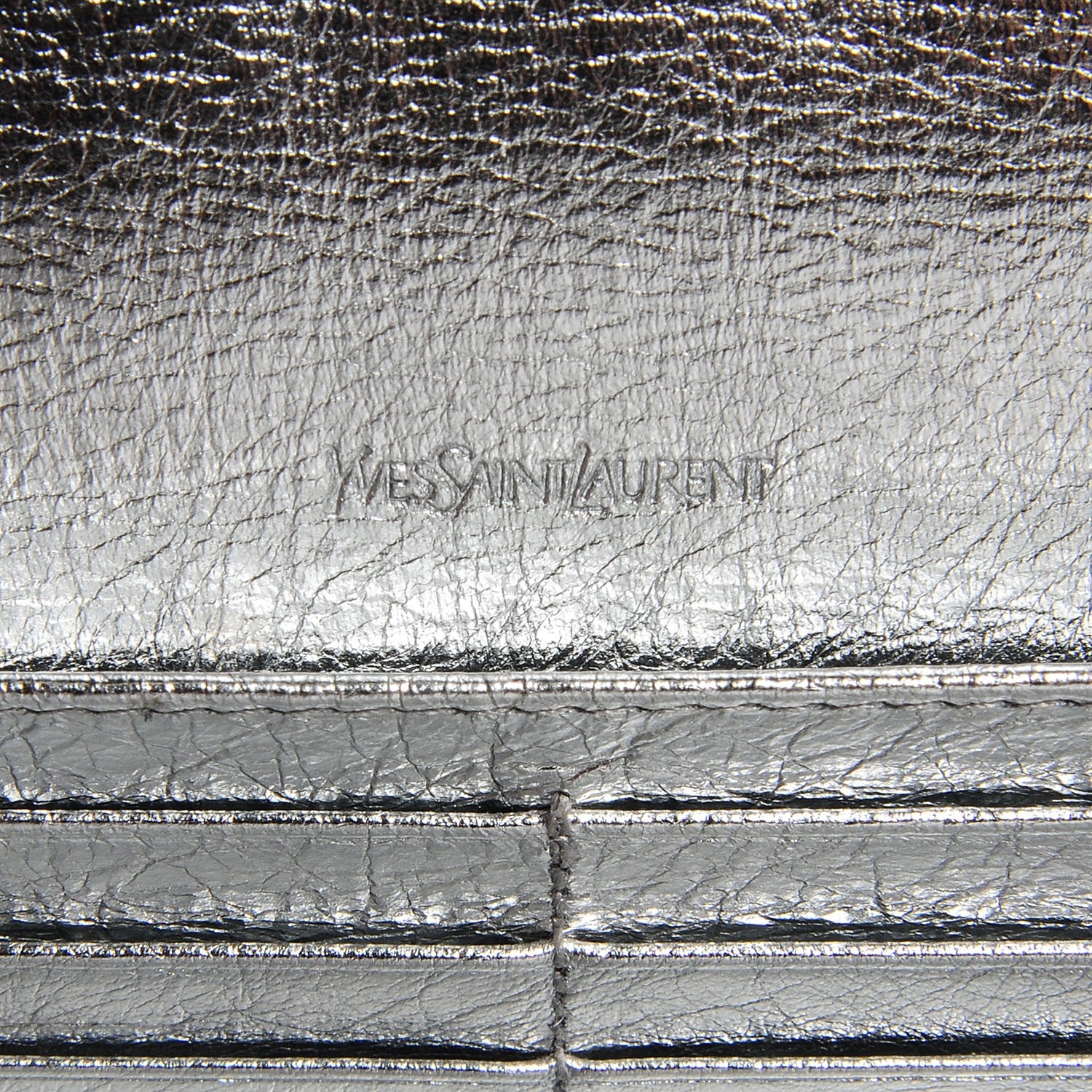 Saint Laurent Metallic Leather Belle De Jour Wallet Moon 6 of 6