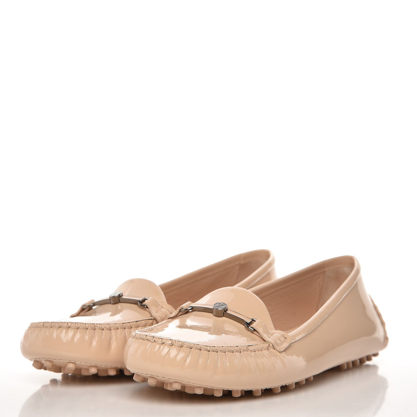 Patent Calfskin Farewell Flat Loafer 37.5 Nude