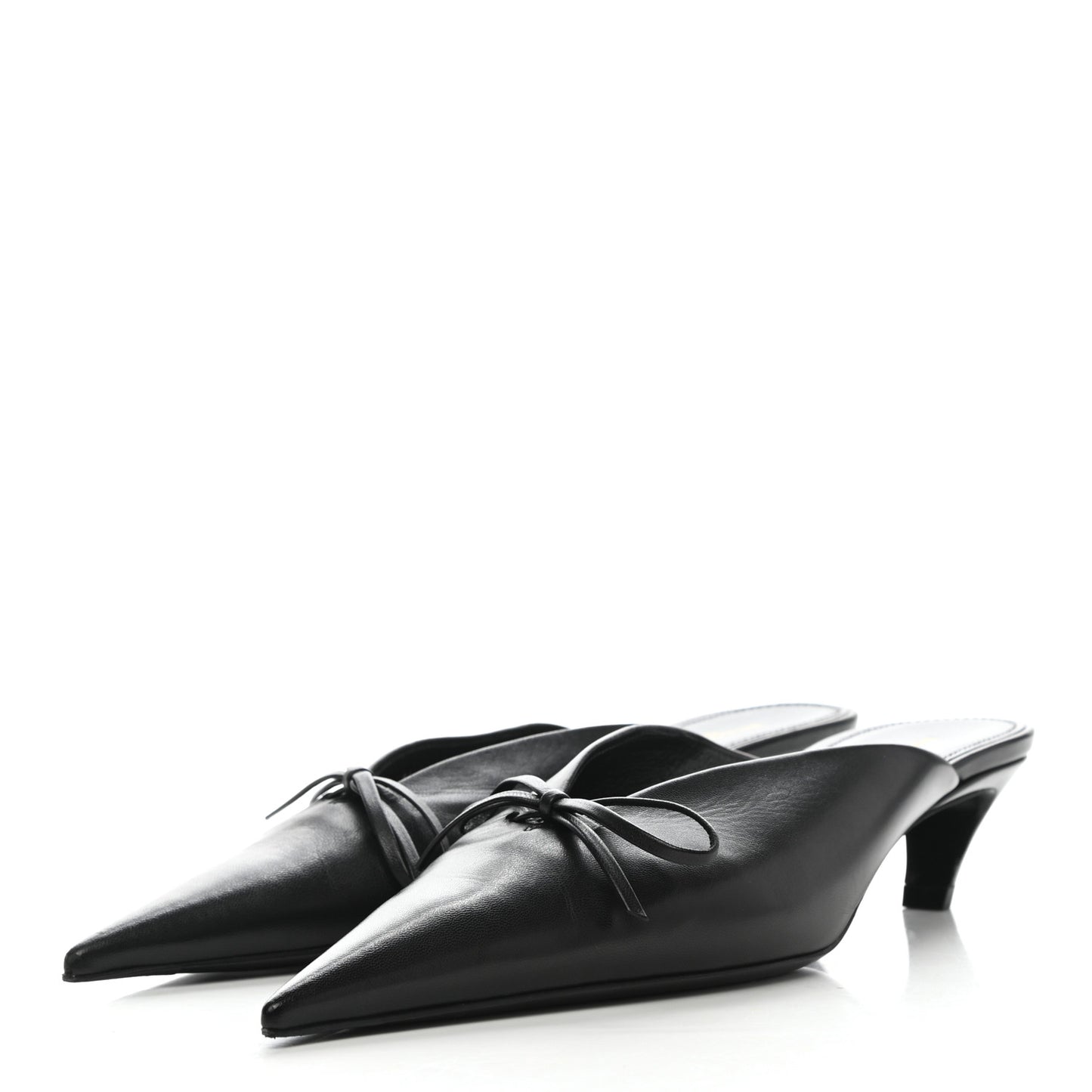 Goatskin Pointed Toe Knife Mules 37 Black