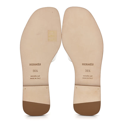 Hermes Box Calfskin Oran Sandals 36.5 White 5 of 9