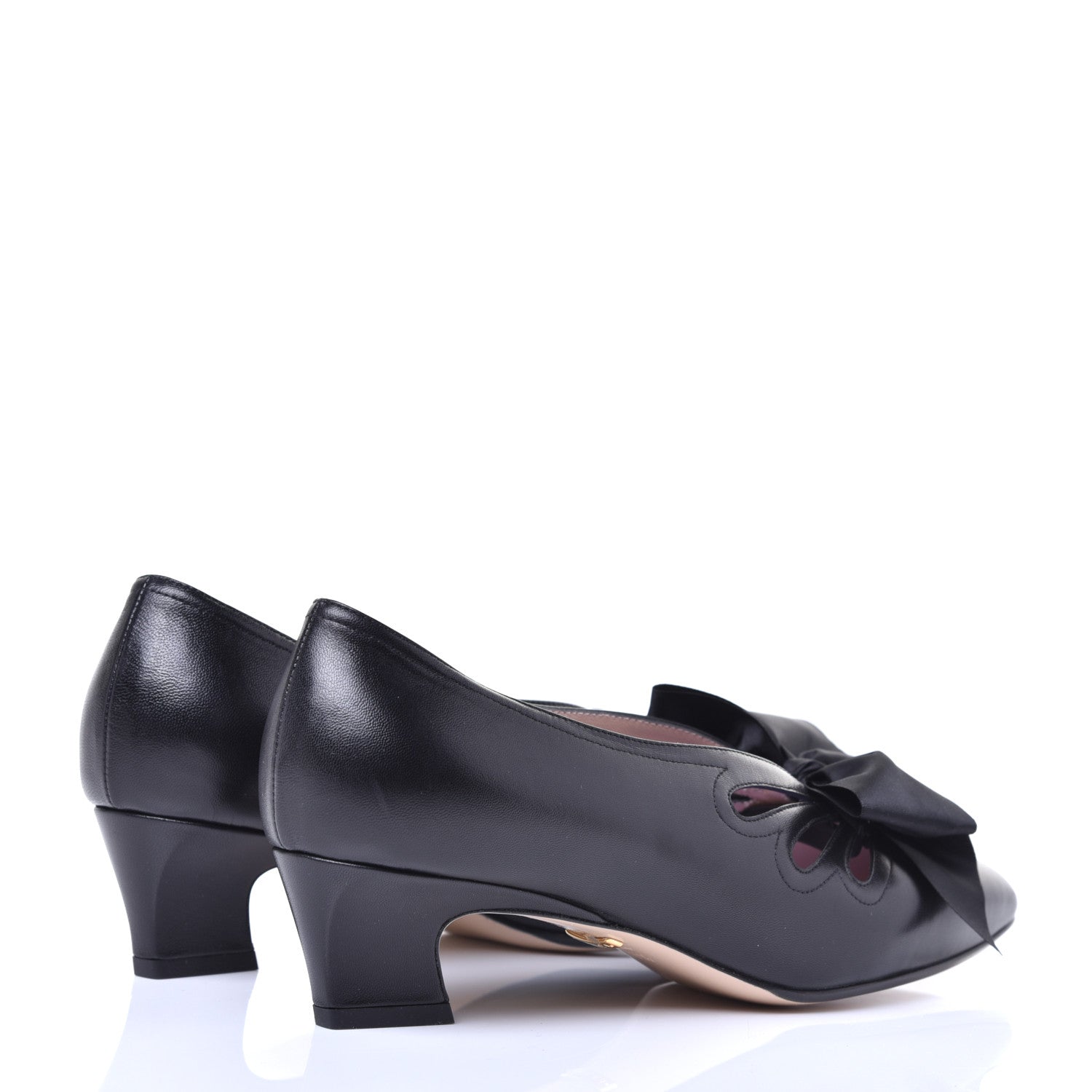 Gucci Malaga Kid Bow Berith Low Heel Pumps 37.5 Black 4 of 10