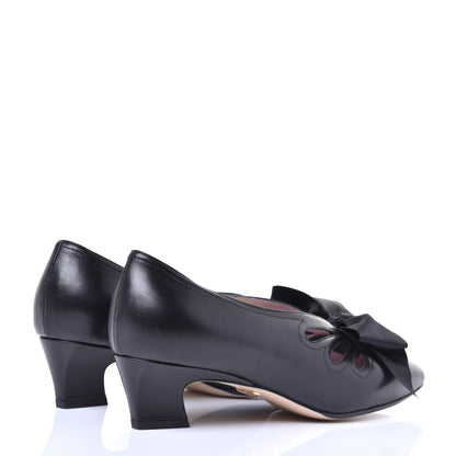 Gucci Malaga Kid Bow Berith Low Heel Pumps 37.5 Black 4 of 10