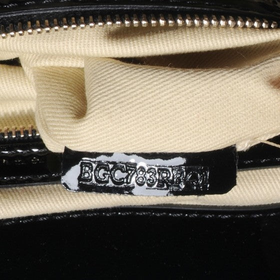 Patent Raffia Leopard Print Medium Aphrodite Bow Satchel Black