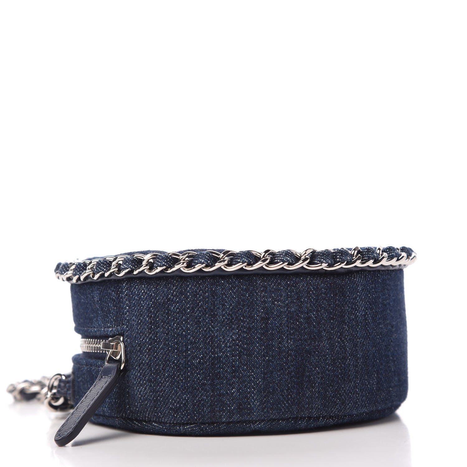 Chanel Denim Quilted Round Clutch With Chain Blue 4 of 11
