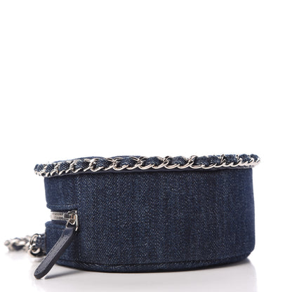 Chanel Denim Quilted Round Clutch With Chain Blue 4 of 11