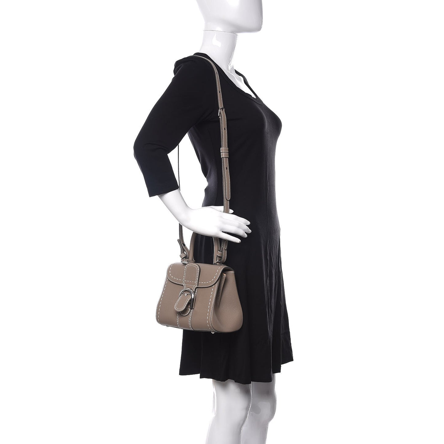 Grained Rodeo Calfskin Surpique Mini Brillant Satchel Tourterelle Ivory