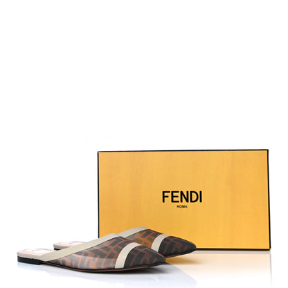 Fendi Technical Mesh Vitello FF Colibri Flat Mules 40.5 Tobacco Moro Camelia 12 of 12