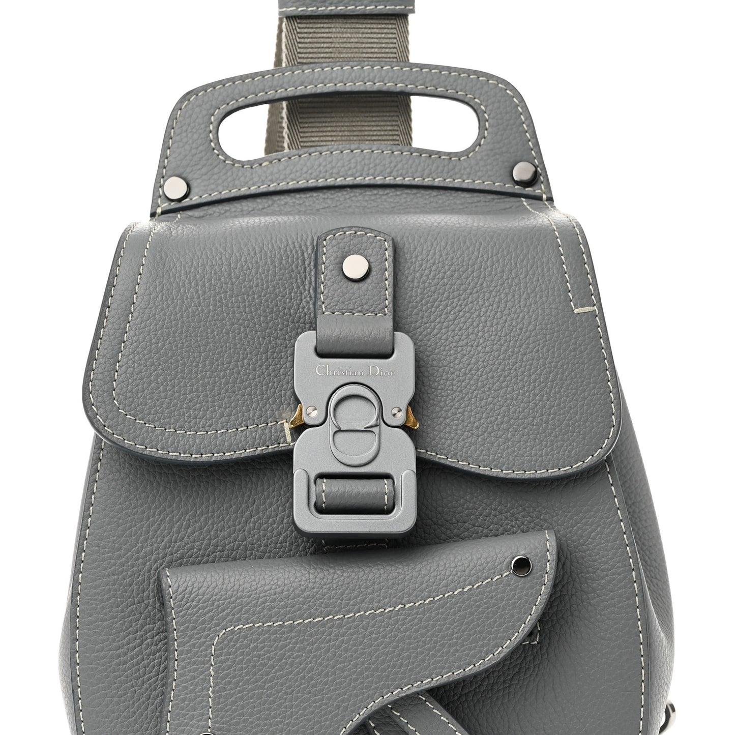 Grained Calfskin Mini Gallop Sling Bag Grey