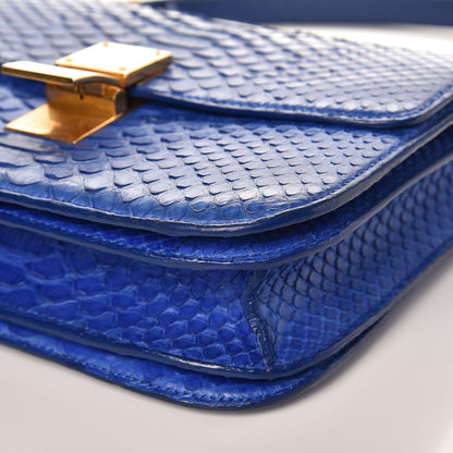 Celine Python Medium Classic Box Flap Bag Indigo 12 of 14