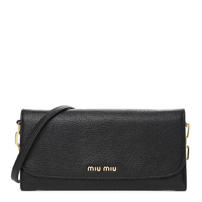 Miu Miu Madras Wallet On Chain Black 1 of 9