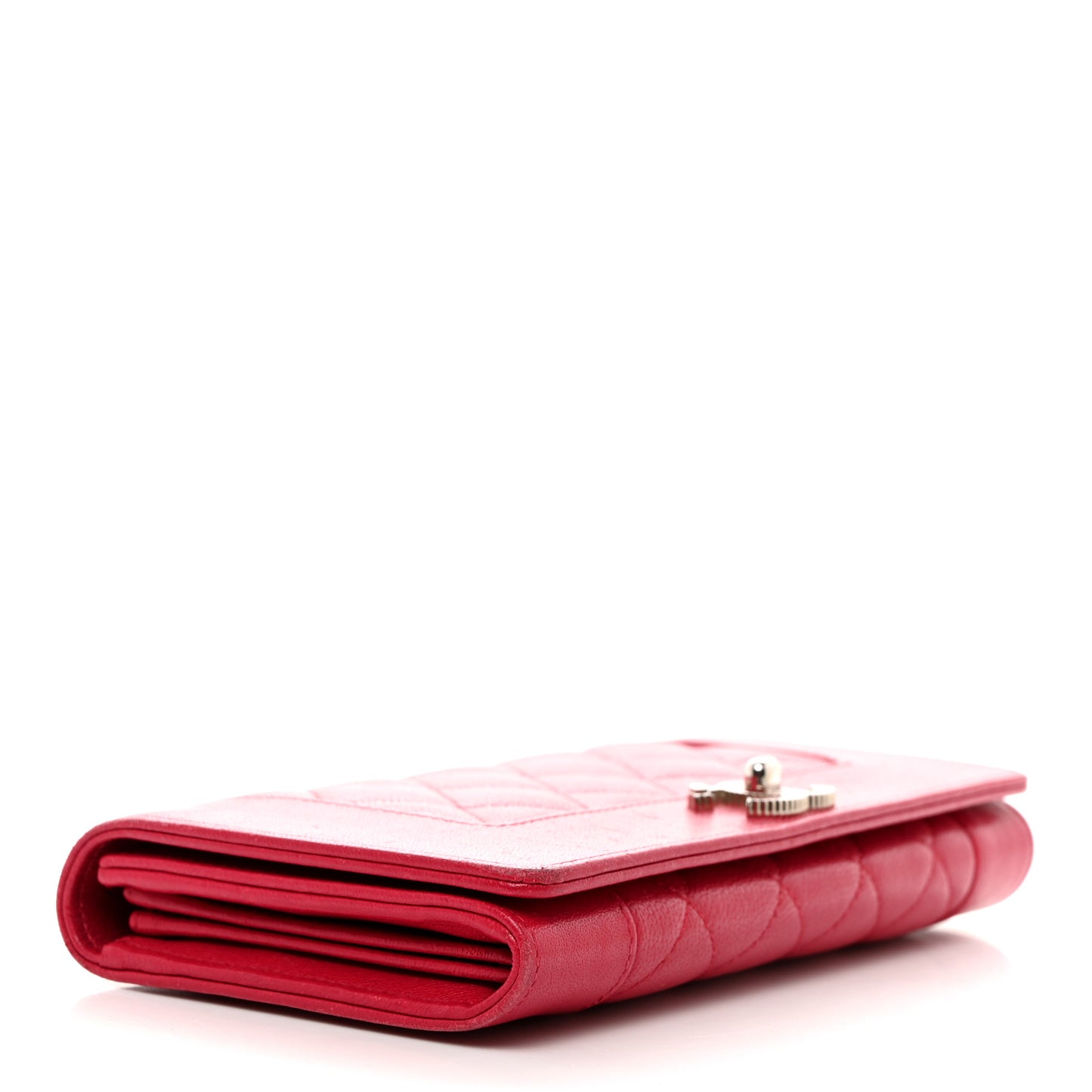 Sheepskin Quilted Mademoiselle Vintage Flap Wallet Dark Pink