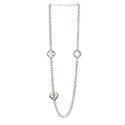 Chanel Crystal CC Chain Heart Necklace Gold 3 of 9