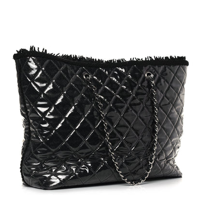 Chanel Vinyl Quilted Large Funny Tweed Tote Black 3 of 15