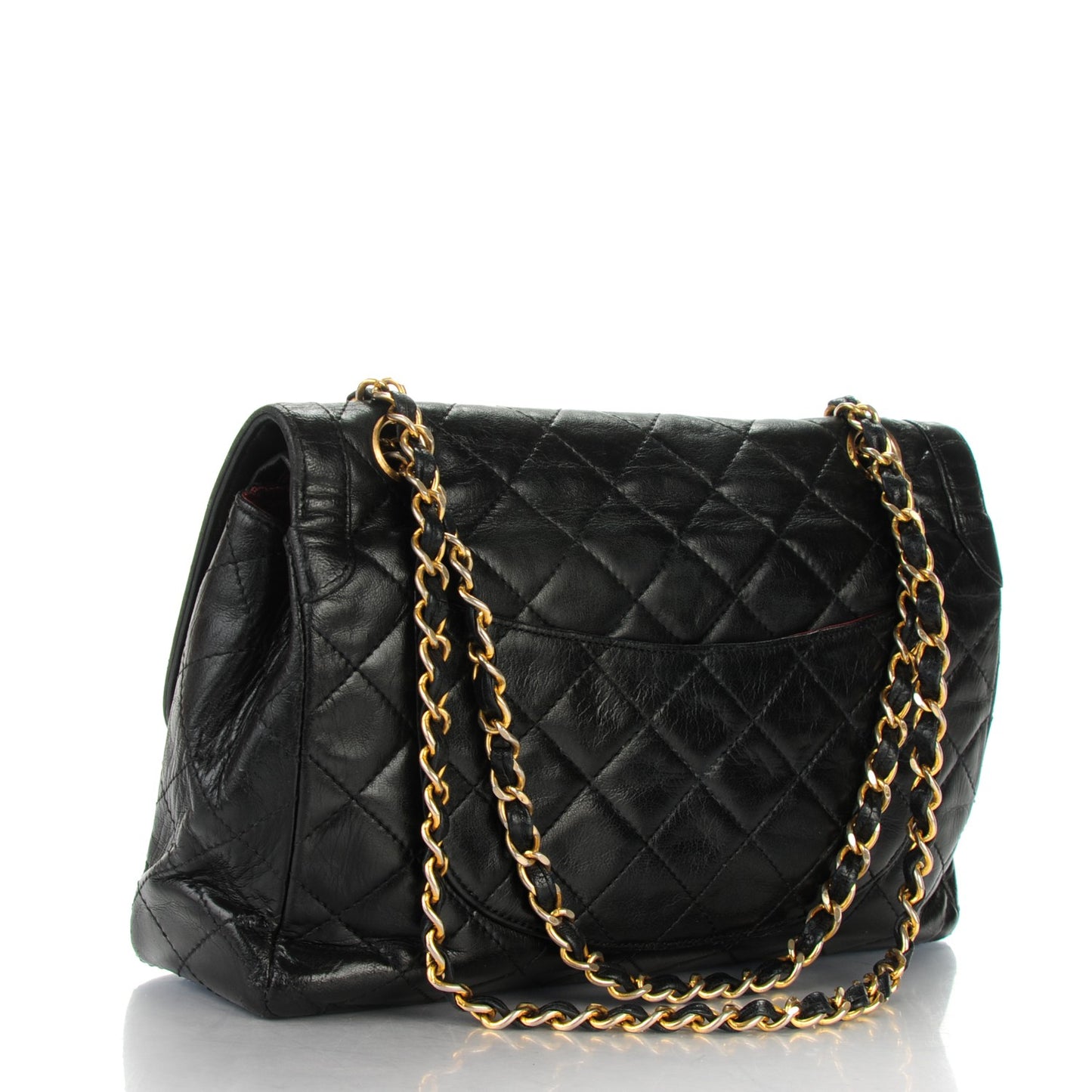 Lambskin Quilted Medium Double Flap Black