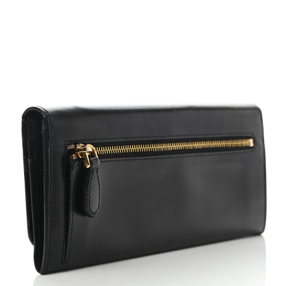 Prada City Calf Metal Continental Flap Wallet Black 3 of 12
