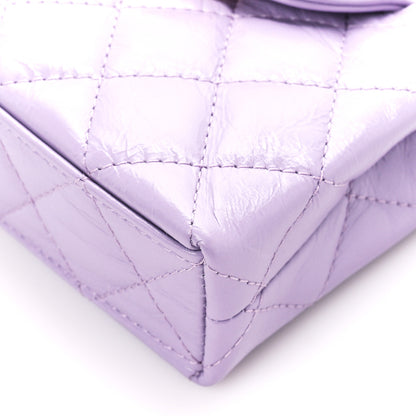 Chanel Shiny Aged Calfskin Quilted Mini Nano Kelly Shopper Lilac 10 of 11