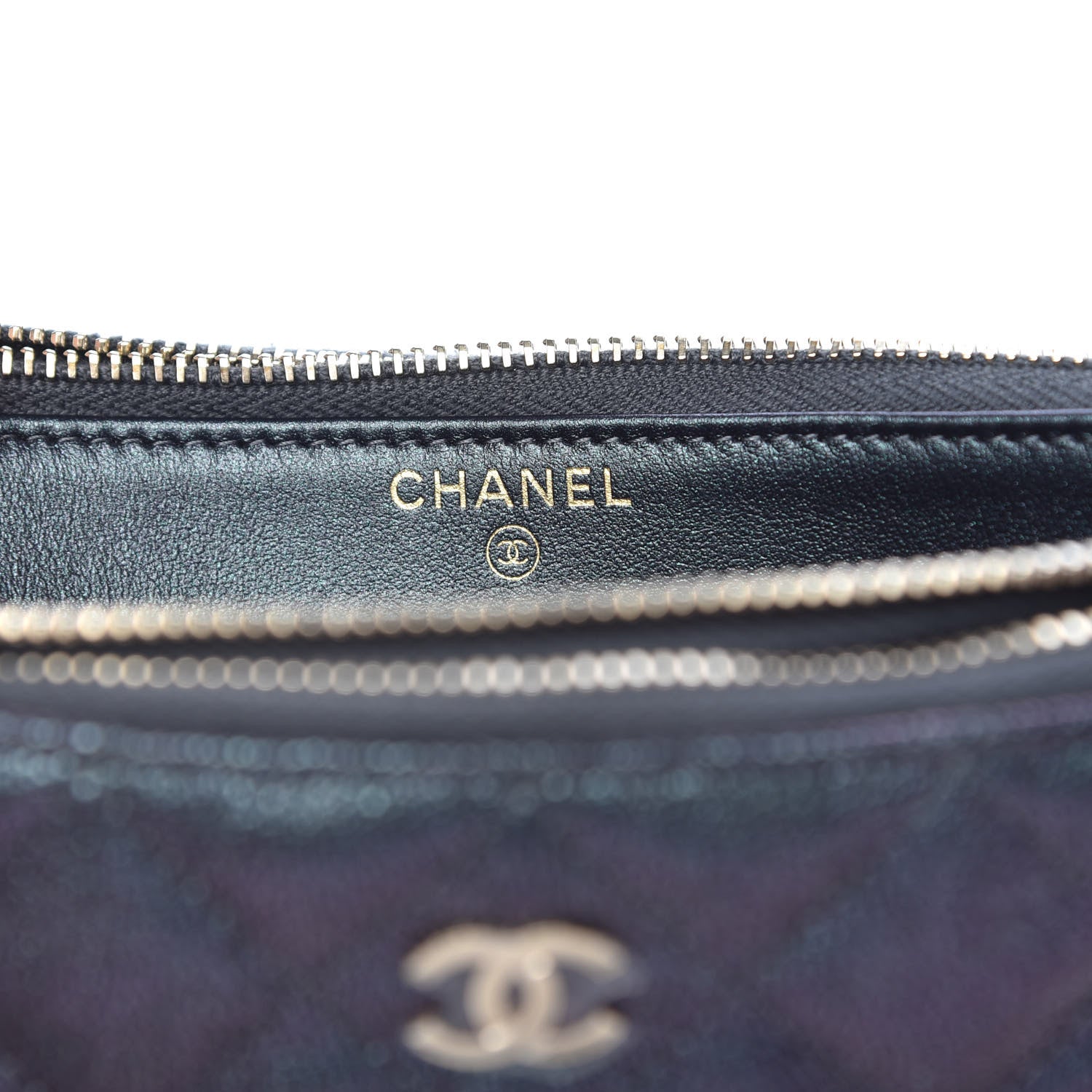 Chanel Iridescent Caviar Quilted Small Clutch With Chain Black 6 of 10