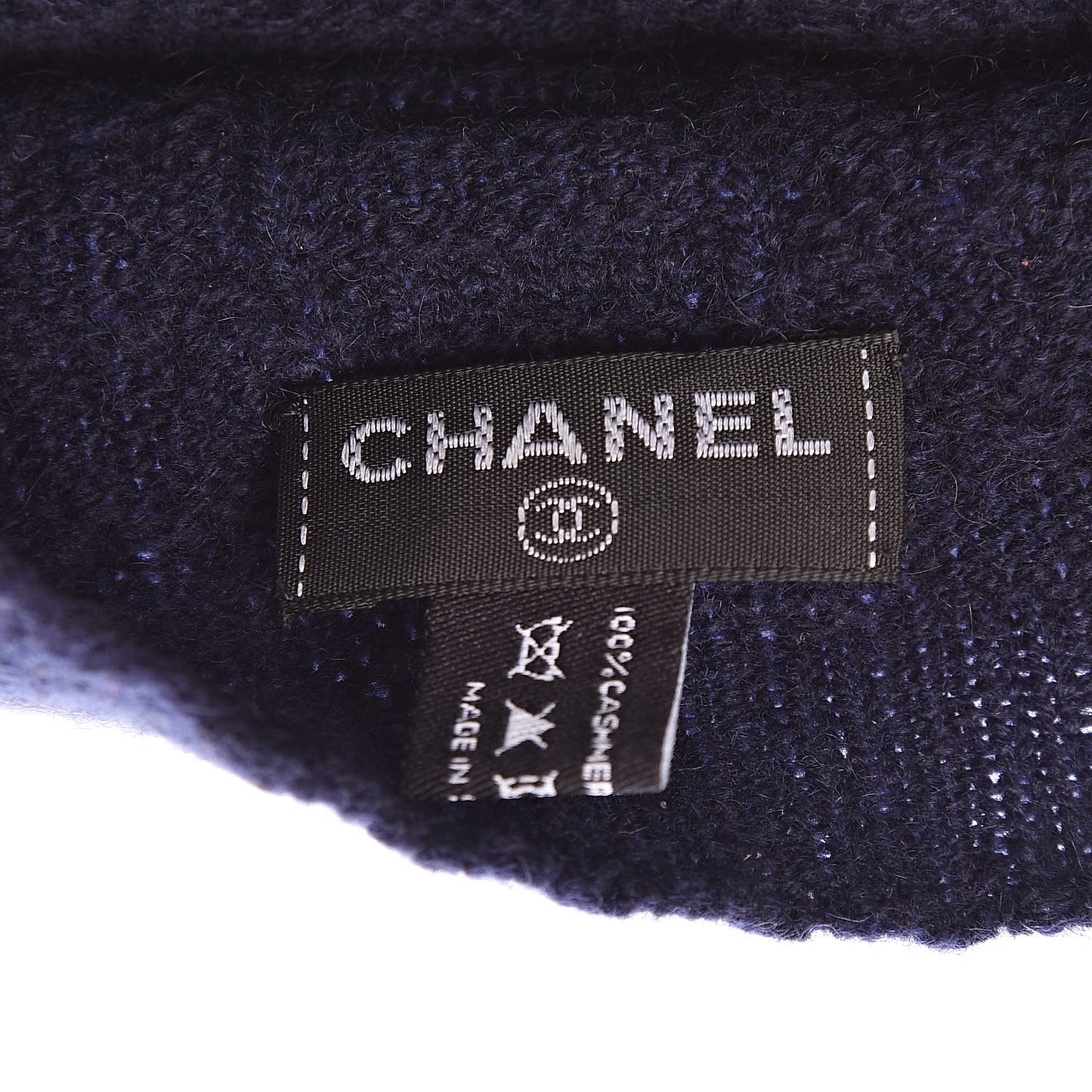CHANE Cashmere CC Beanie Hat Navy