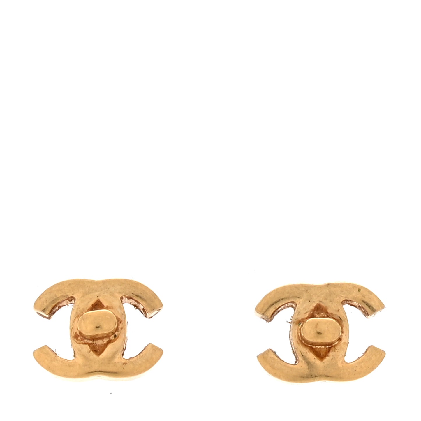 Metal CC Turnlock Earrings Gold