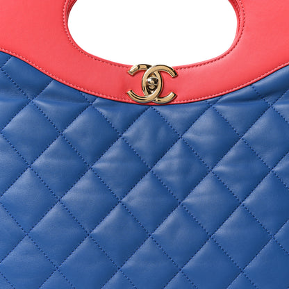 Chanel Lambskin Quilted Large 31 Shopping Bag Blue Red 8 of 10