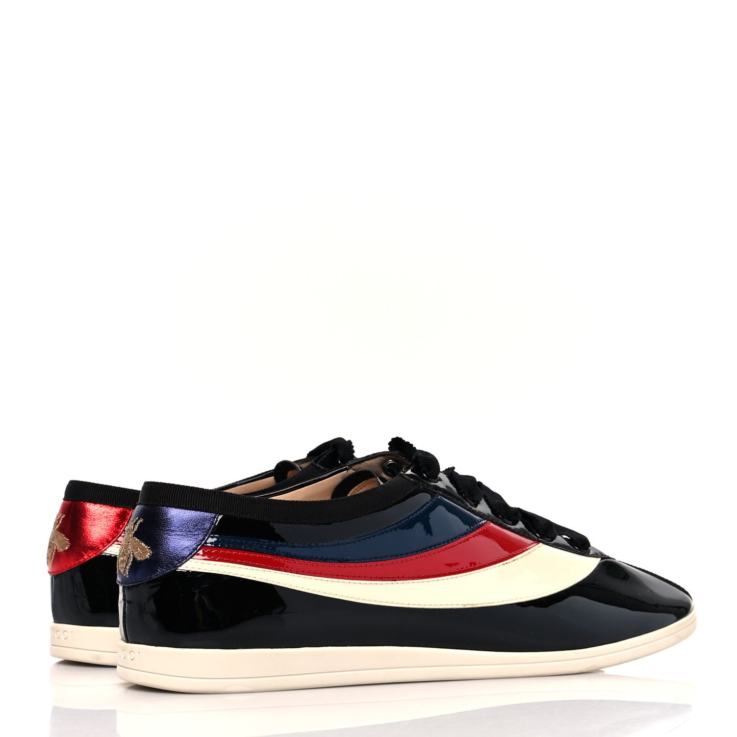 Patent Calfskin Mens Web Falacer Sneakers 10.5 Black