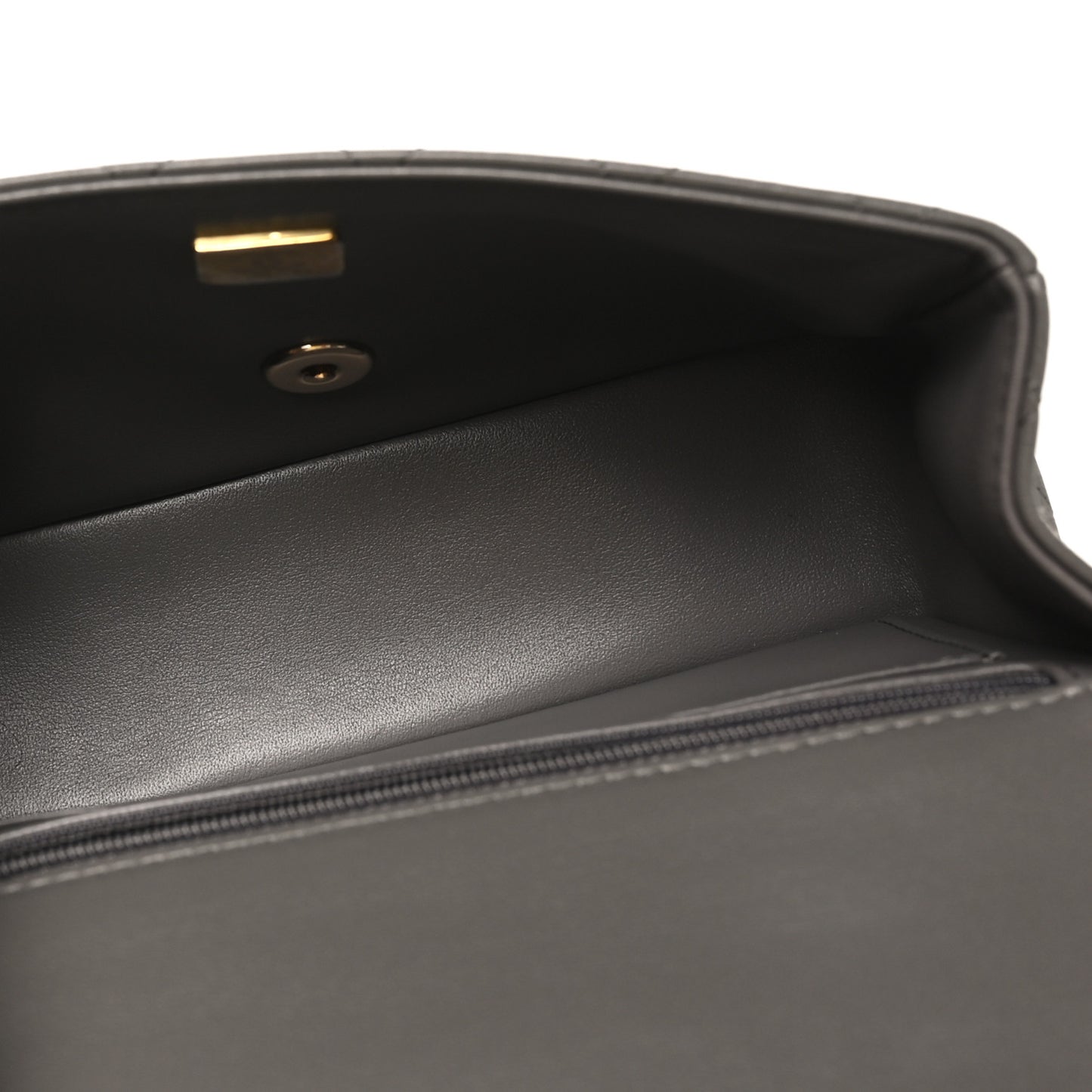 Lambskin Quilted Mini Top Handle Rectangular Flap Dark Grey
