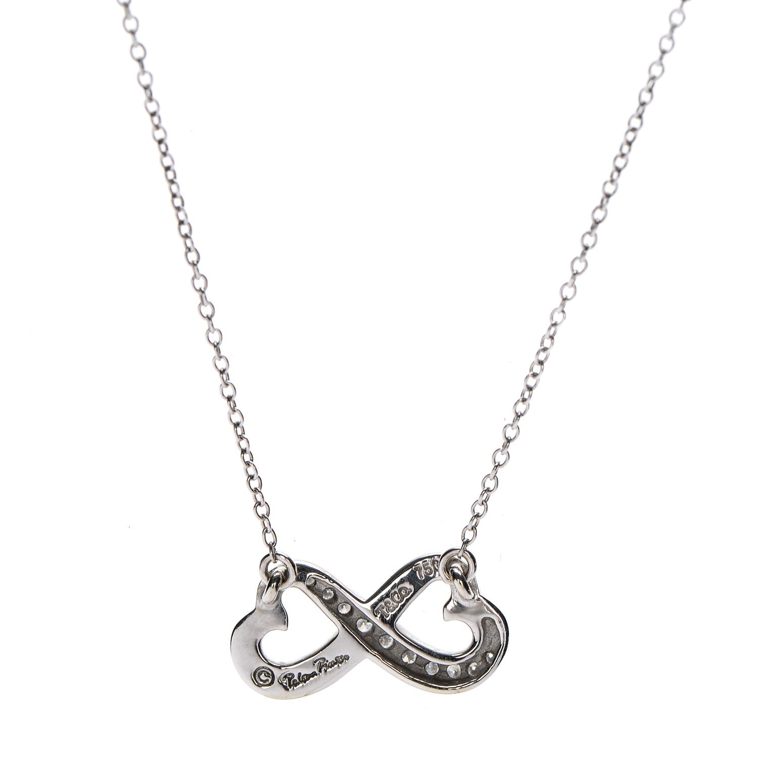 Tiffany 18K White Gold Diamond Paloma Picasso Double Loving Heart Necklace 4 of 6