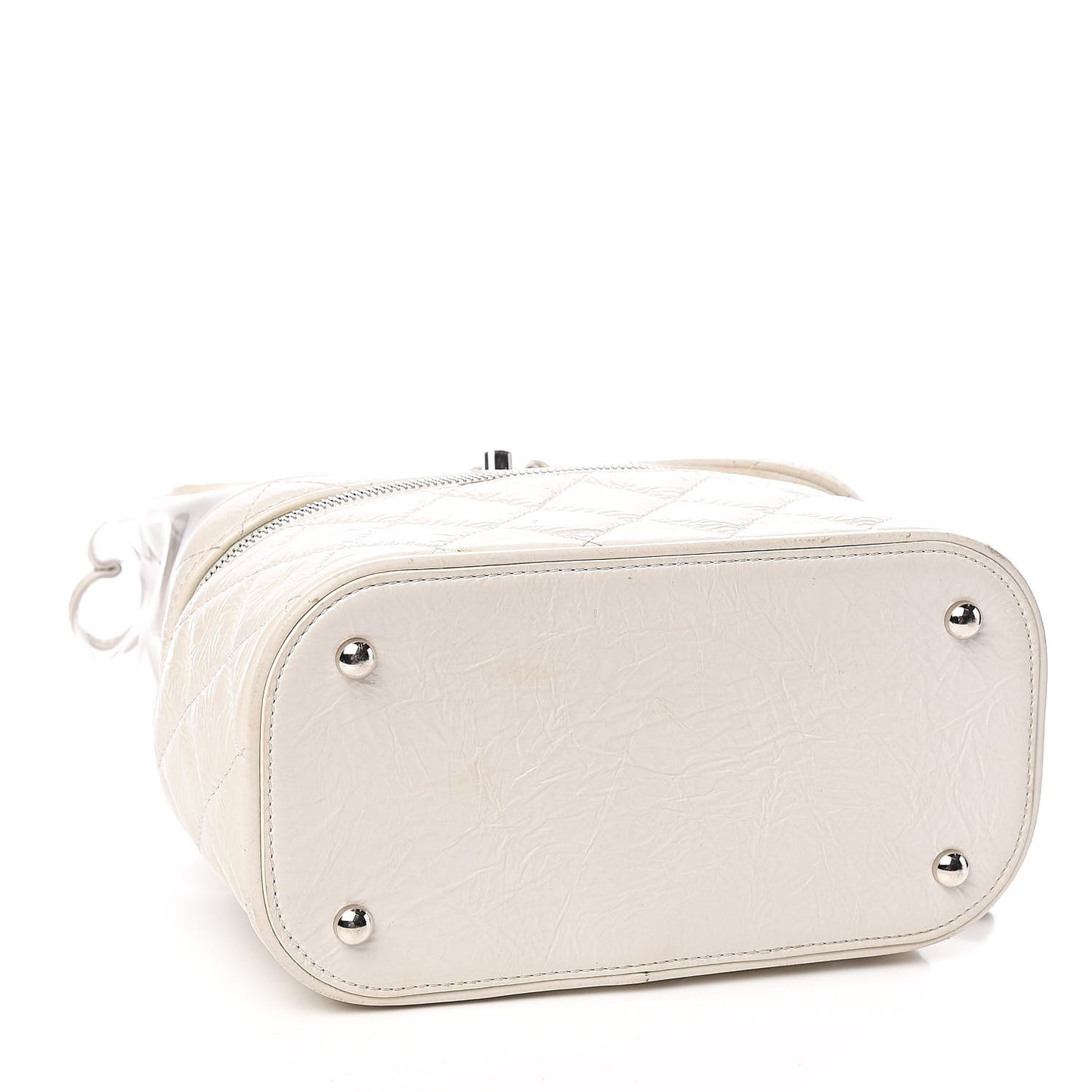 Crumpled Calfskin PVC Quilted Backpack White