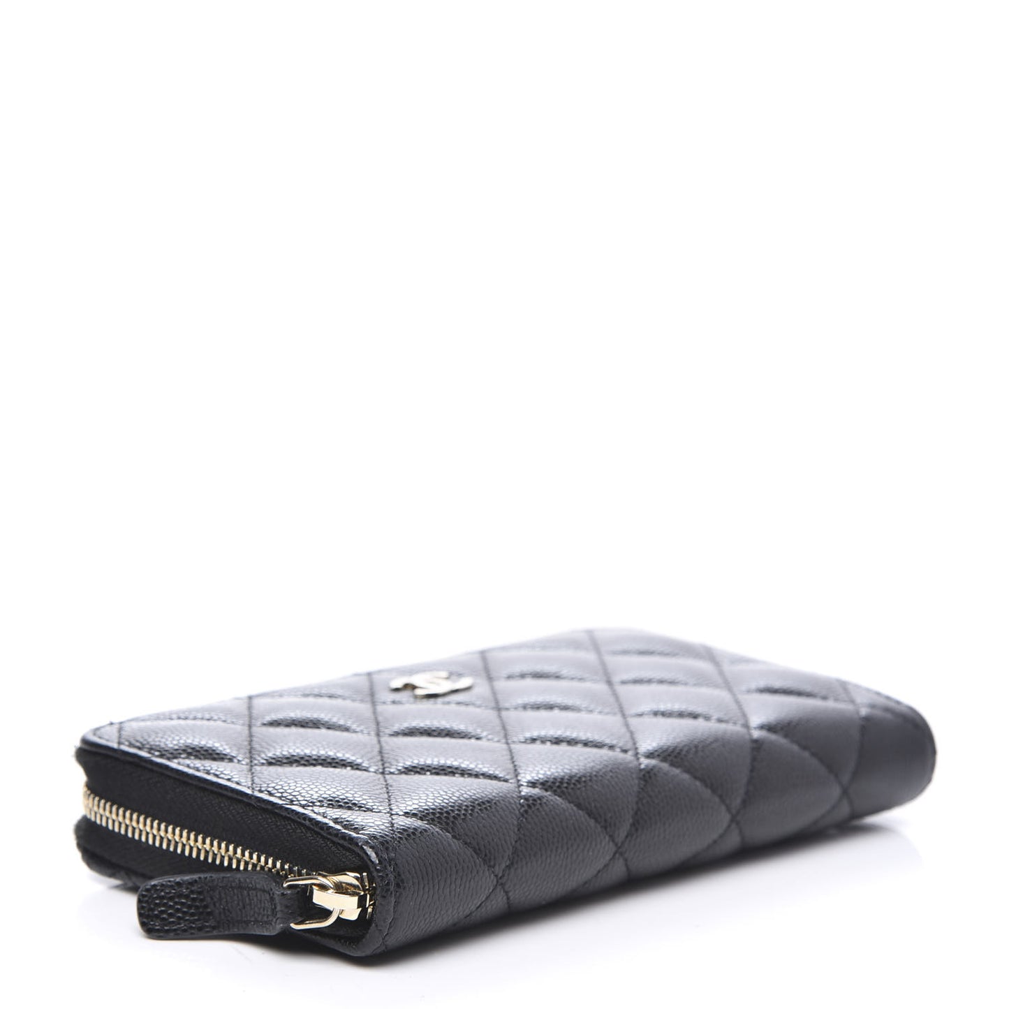 Caviar Quilted Medium Zip Around Wallet Black