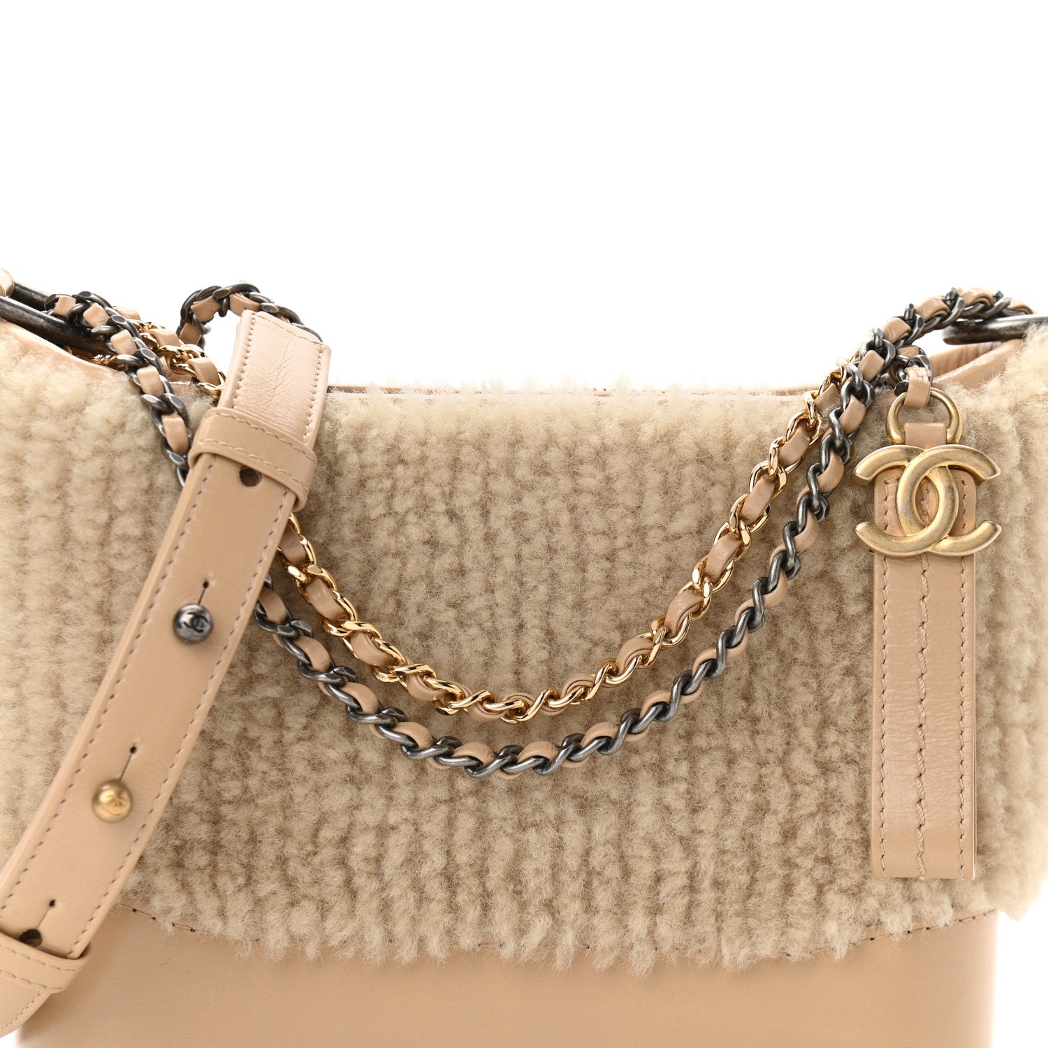 Chanel Shearling Small Gabrielle Hobo Dark Beige 8 of 10