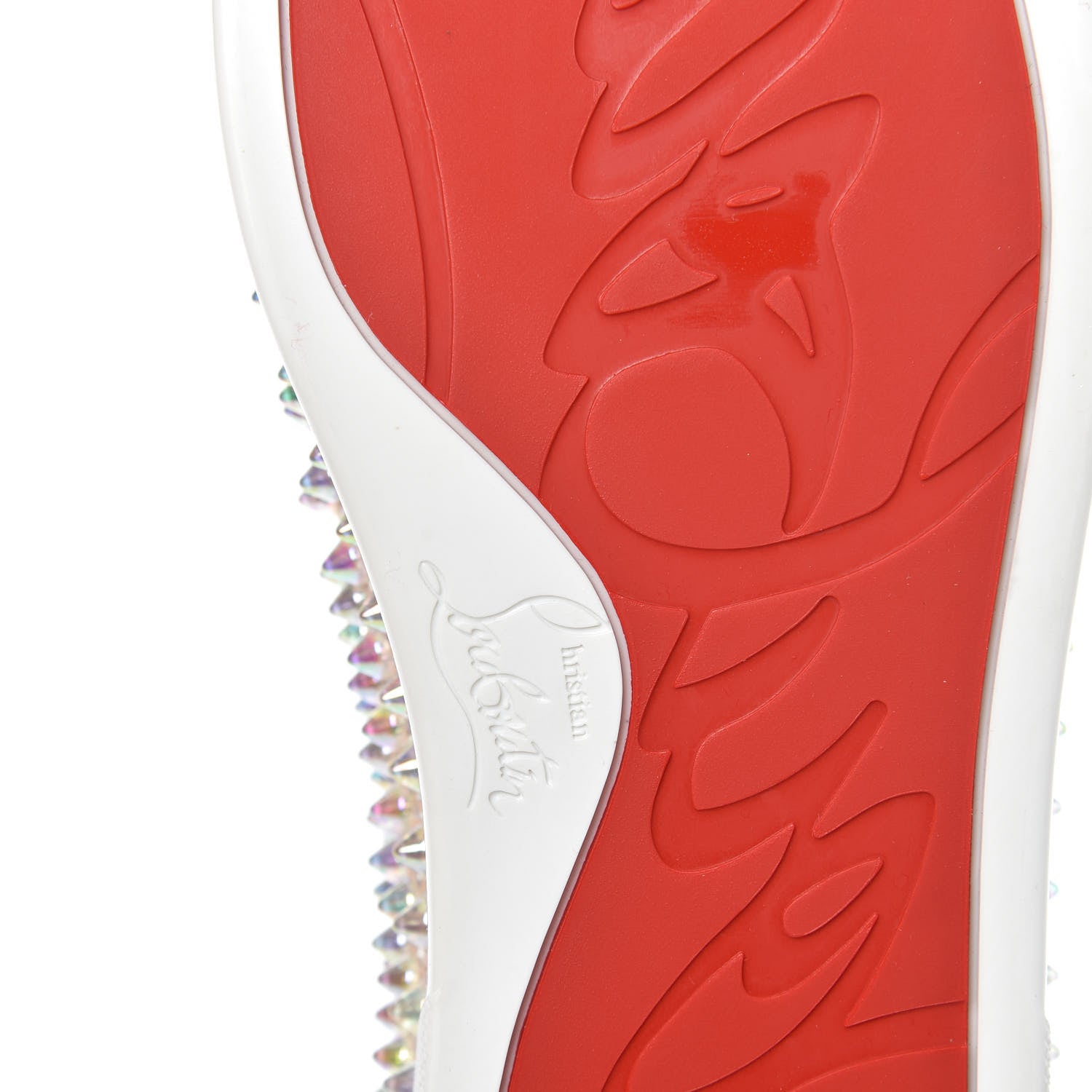 Christian Louboutin Glitter Spikes Womens Roller Boat Flat 39 Silver 6 of 7