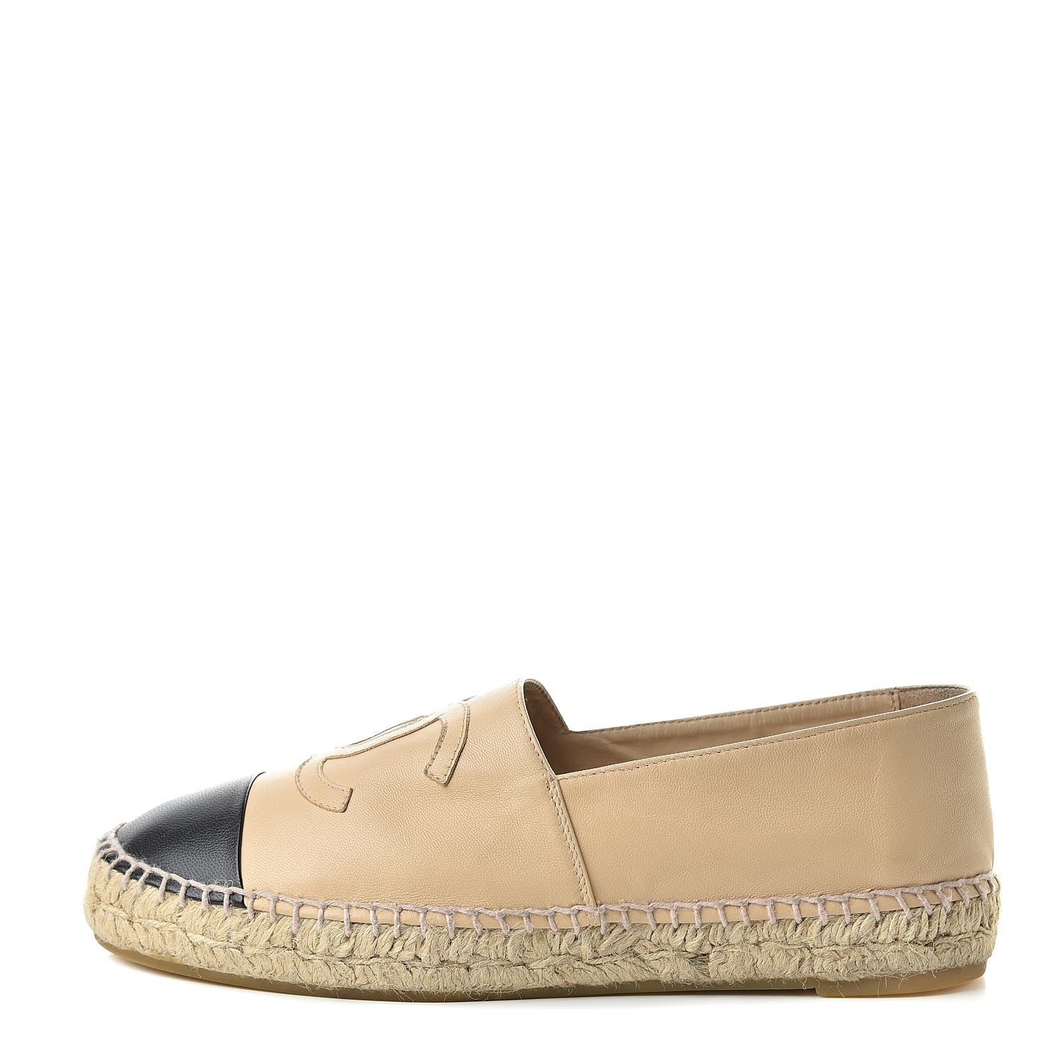 Chanel Lambskin CC Espadrilles 38 Beige Black 1 of 15