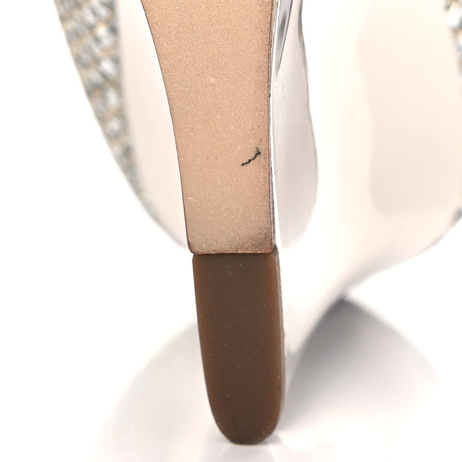 Jimmy Choo Glitter Fabric Baxen Peep Toe Wedges 36.5 Silver Gold 9 of 10