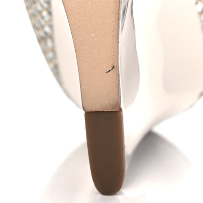 Jimmy Choo Glitter Fabric Baxen Peep Toe Wedges 36.5 Silver Gold 9 of 10