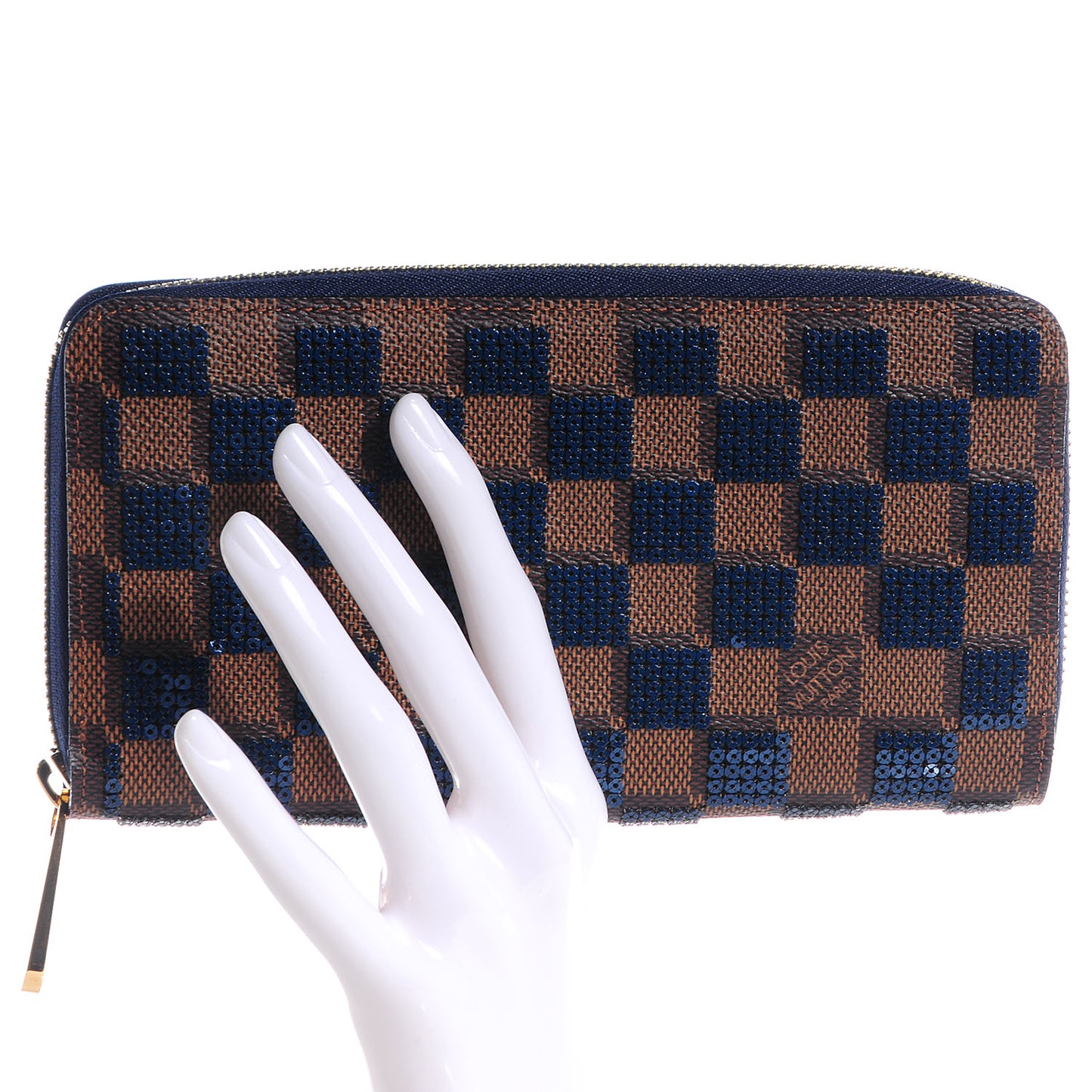 Damier Paillettes Zippy Wallet Blue