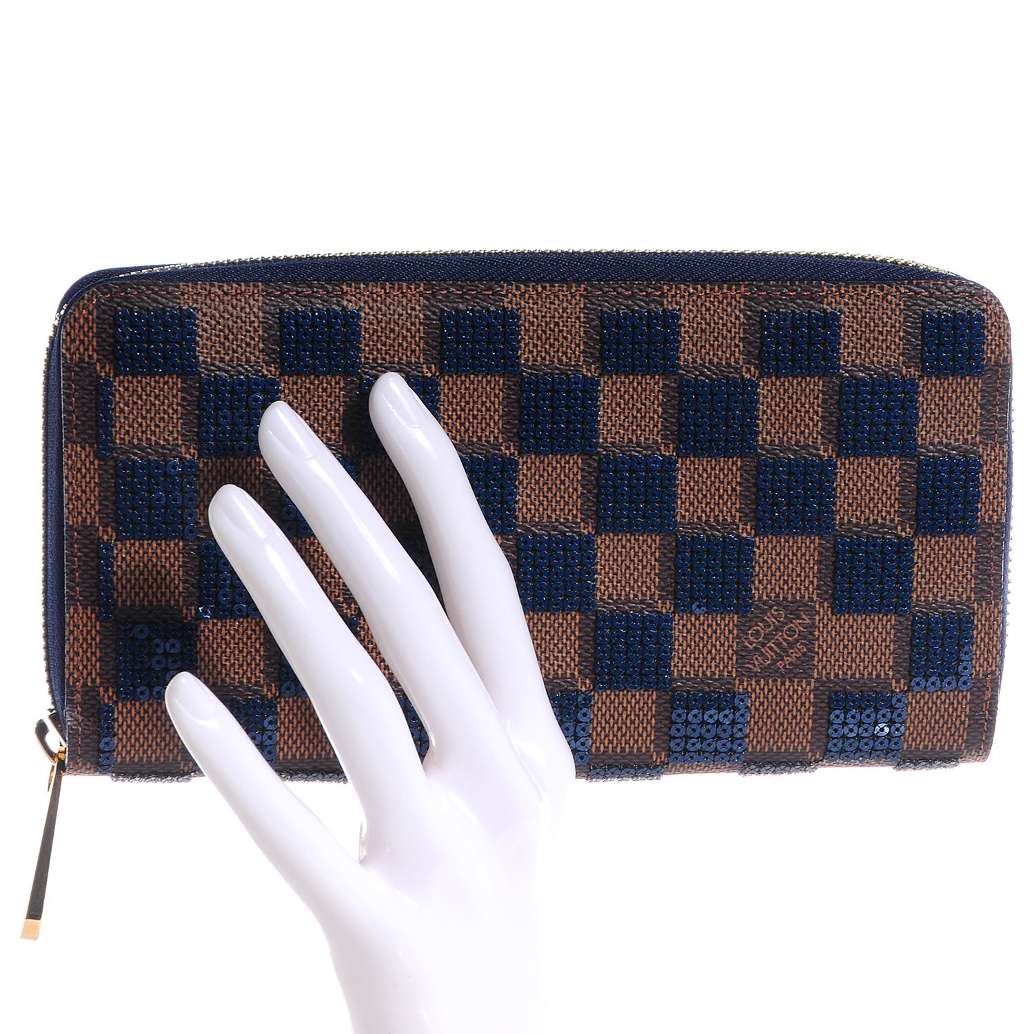 Louis Vuitton Damier Paillettes Zippy Wallet Blue 2 of 9