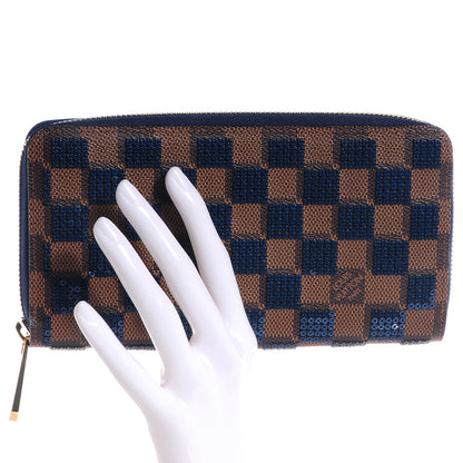 Louis Vuitton Damier Paillettes Zippy Wallet Blue 2 of 9
