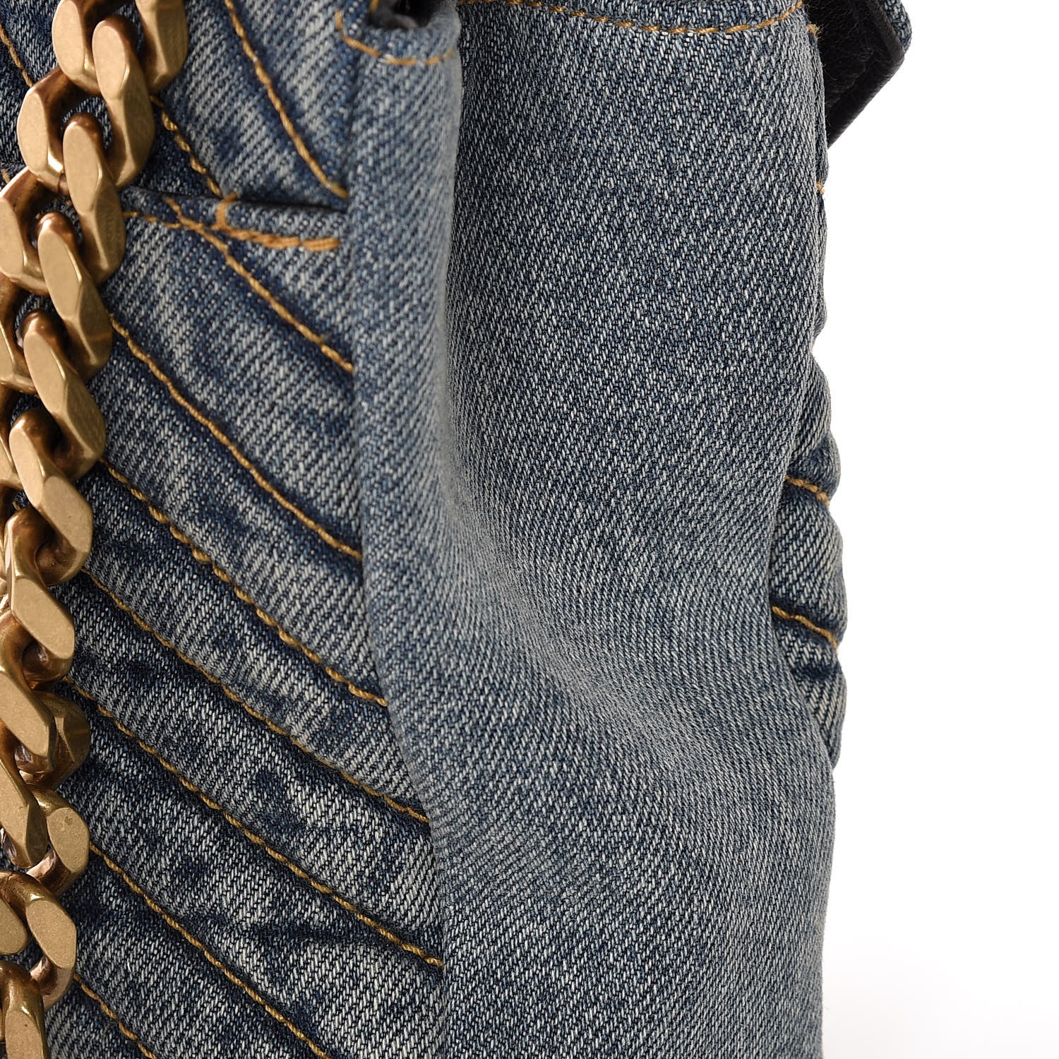 Saint Laurent Denim Matelasse Chevron Summer Embroidered Monogram Medium College Bag Blue 10 of 12
