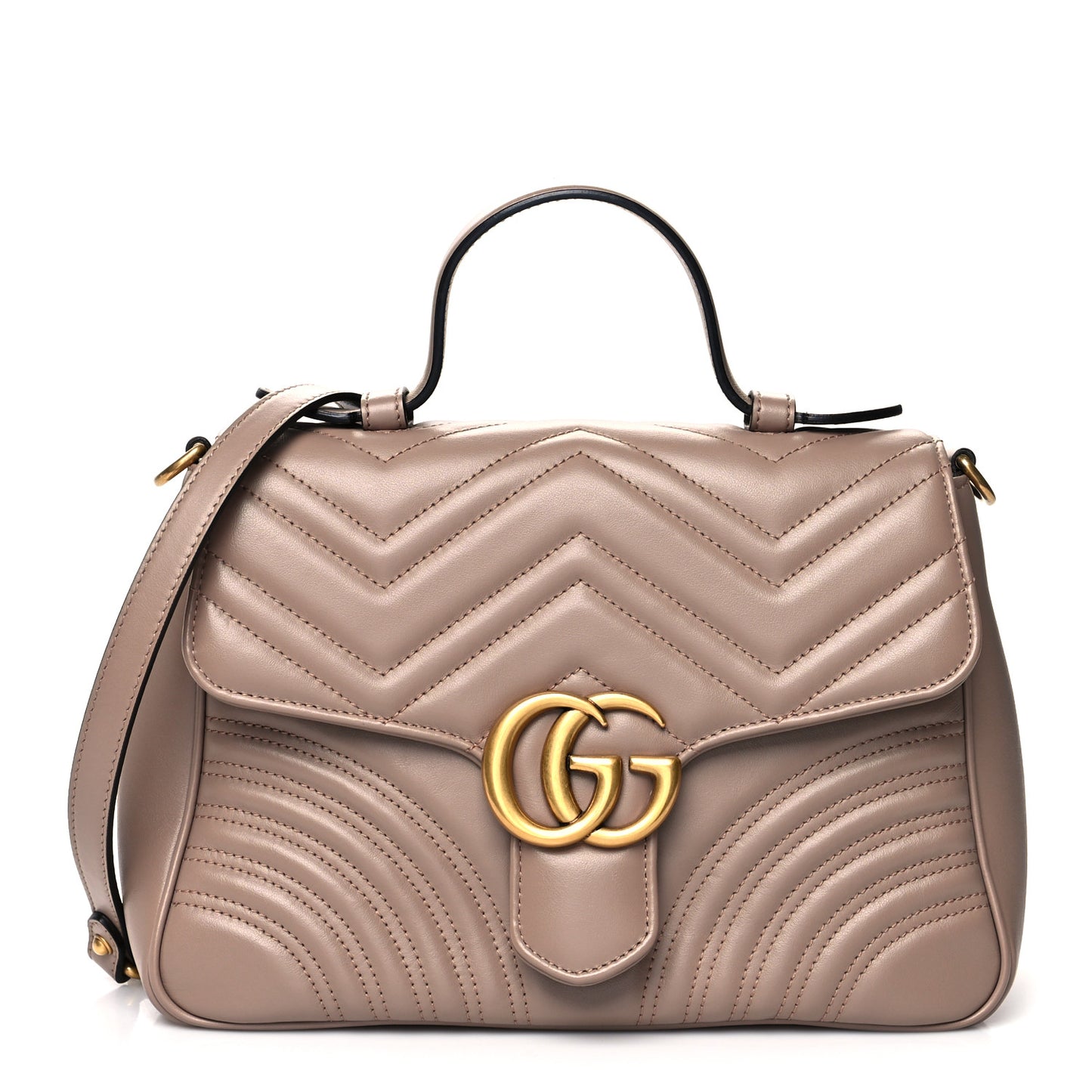 Calfskin Matelasse Small GG Marmont Top Handle Shoulder Bag Porcelain Rose