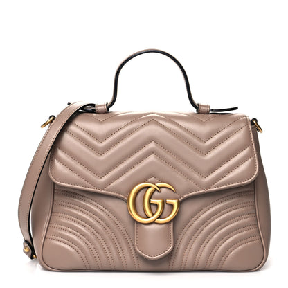 Gucci Calfskin Matelasse Small GG Marmont Top Handle Shoulder Bag Porcelain Rose 1 of 10