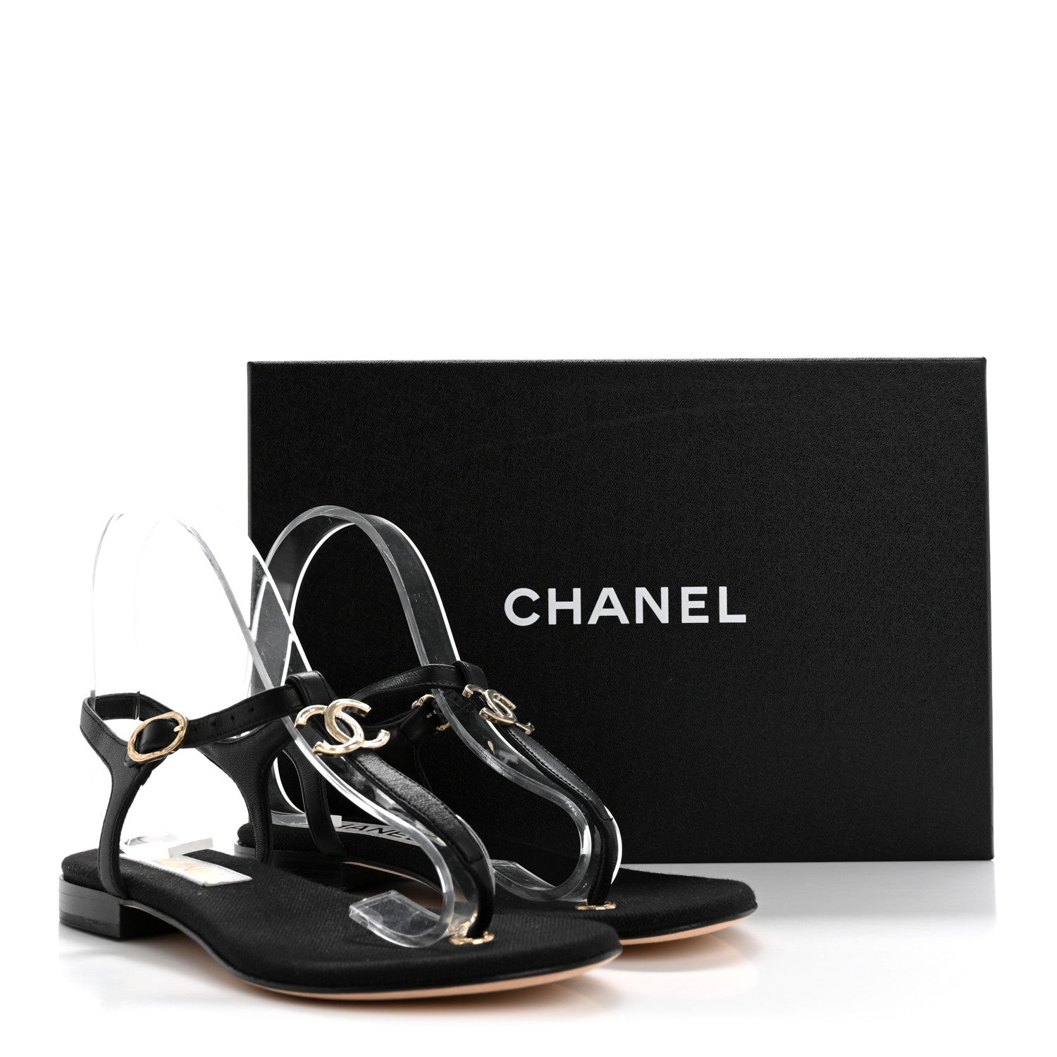 Chanel Lambskin CC Logo Thong Sandals 36 Black 11 of 11