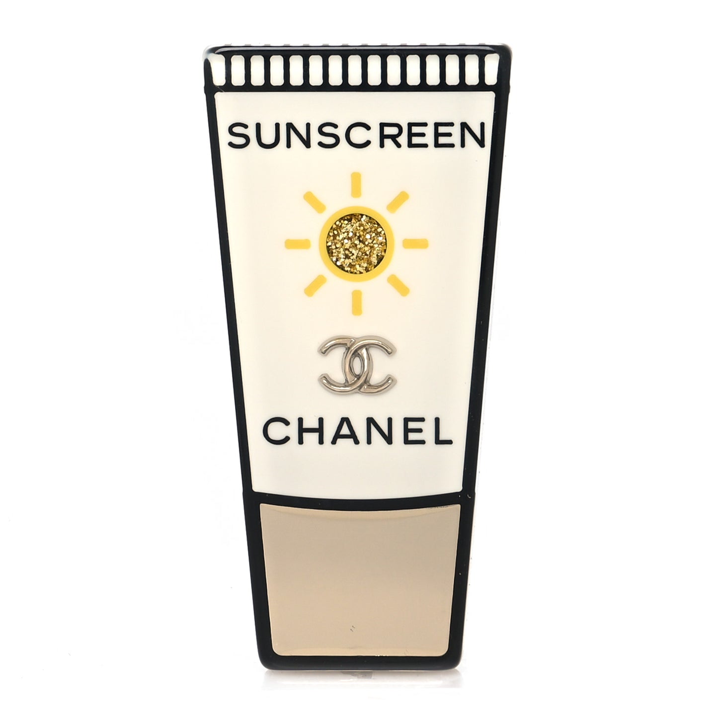 Metal Resin Sunscreen Brooch White Gold