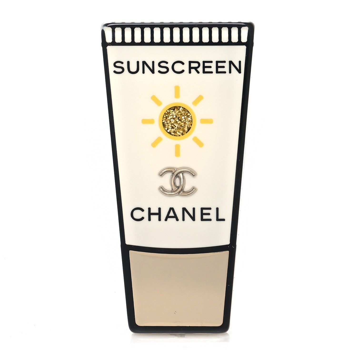 Chanel Metal Resin Sunscreen Brooch White Gold 1 of 4