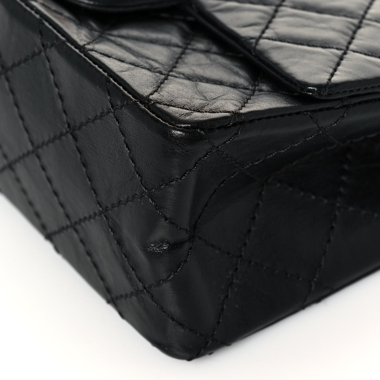 Aged Calfskin Quilted 2.55 Reissue Mini Flap Black