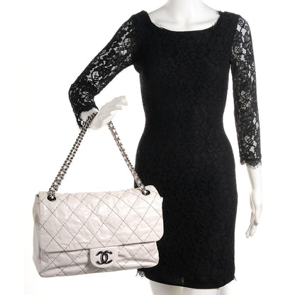 Chanel Glazed Goatskin Double Stitch Jumbo Flap White 2 of 7