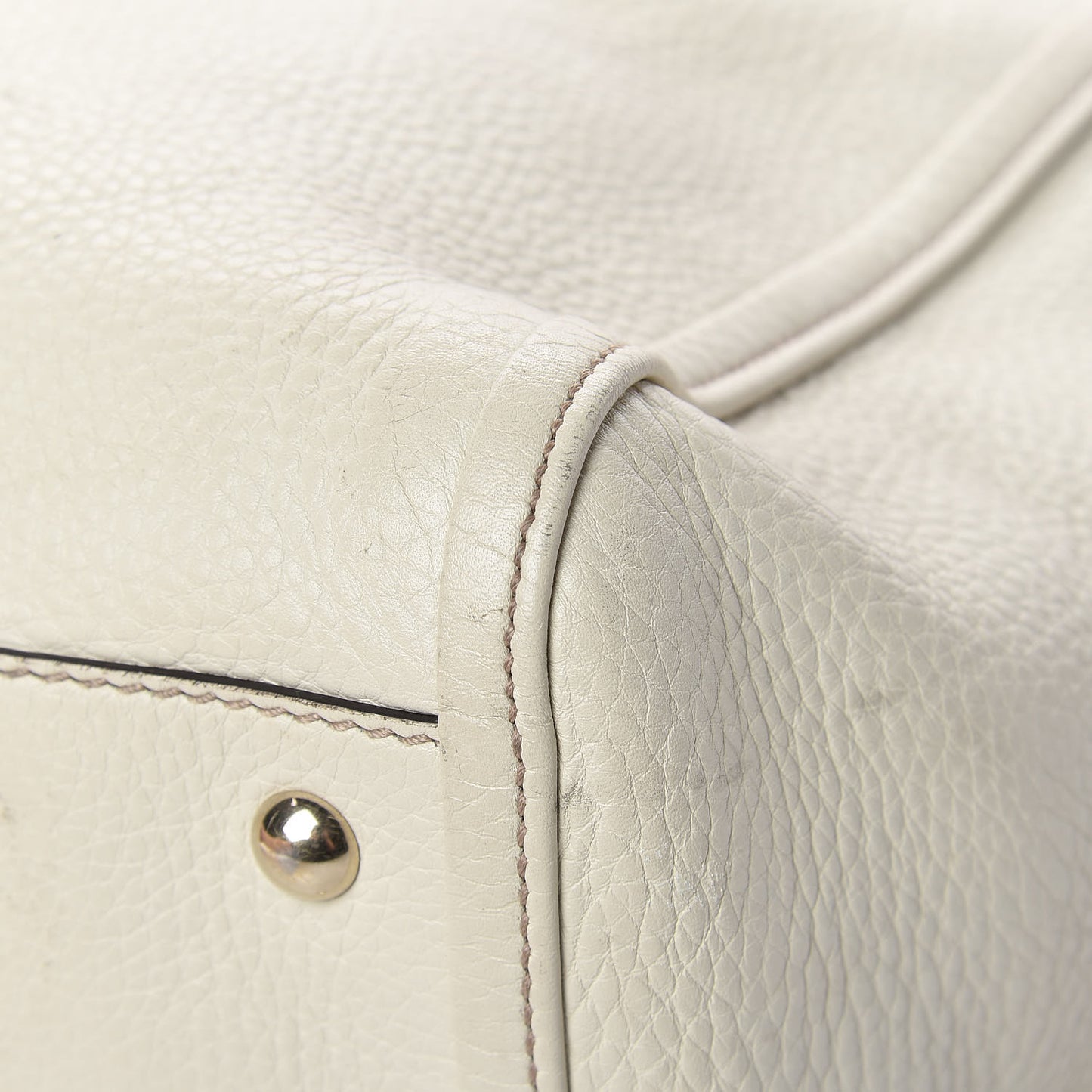 Pebbled Calfskin Large Soho Top Handle Bag Off White